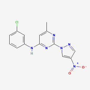molecular formula C14H11ClN6O2 B2904012 N-(3-chlorophenyl)-6-methyl-2-(4-nitro-1H-pyrazol-1-yl)pyrimidin-4-amine CAS No. 1001607-57-3