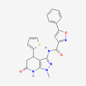 molecular formula C21H17N5O3S B2904020 N-(1-methyl-6-oxo-4-(thiophen-2-yl)-4,5,6,7-tetrahydro-1H-pyrazolo[3,4-b]pyridin-3-yl)-5-phenylisoxazole-3-carboxamide CAS No. 1203158-69-3