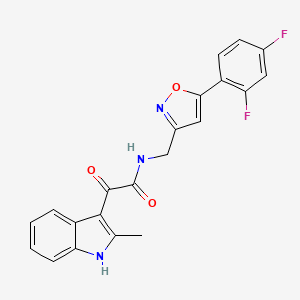 molecular formula C21H15F2N3O3 B2904024 N-((5-(2,4-difluorophenyl)isoxazol-3-yl)methyl)-2-(2-methyl-1H-indol-3-yl)-2-oxoacetamide CAS No. 1105240-22-9