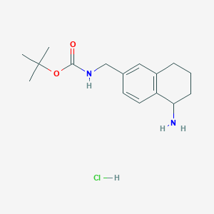 molecular formula C16H25ClN2O2 B2904052 tert-butyl N-[(5-amino-5,6,7,8-tetrahydronaphthalen-2-yl)methyl]carbamate hydrochloride CAS No. 2241138-10-1