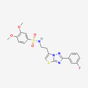 molecular formula C20H19FN4O4S2 B2904081 N-{2-[2-(3-fluorophenyl)-[1,2,4]triazolo[3,2-b][1,3]thiazol-6-yl]ethyl}-3,4-dimethoxybenzene-1-sulfonamide CAS No. 946274-57-3