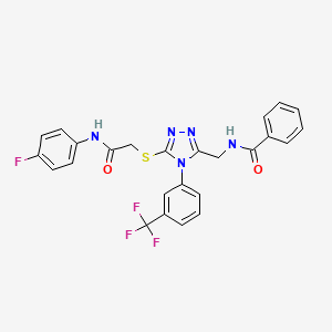 molecular formula C25H19F4N5O2S B2904084 N-((5-((2-((4-fluorophenyl)amino)-2-oxoethyl)thio)-4-(3-(trifluoromethyl)phenyl)-4H-1,2,4-triazol-3-yl)methyl)benzamide CAS No. 393839-83-3