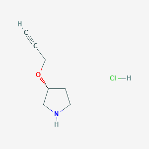molecular formula C7H12ClNO B2904098 (3R)-3-Prop-2-ynoxypyrrolidine;hydrochloride CAS No. 2445750-17-2