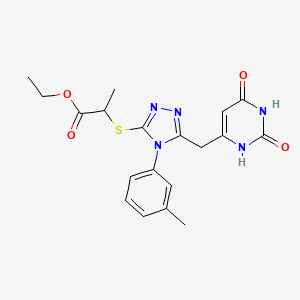 molecular formula C19H21N5O4S B2904100 ethyl 2-((5-((2,6-dioxo-1,2,3,6-tetrahydropyrimidin-4-yl)methyl)-4-(m-tolyl)-4H-1,2,4-triazol-3-yl)thio)propanoate CAS No. 852048-01-2