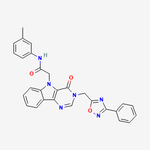 molecular formula C28H22N6O3 B2904107 N-(3-methylphenyl)-2-{4-oxo-3-[(3-phenyl-1,2,4-oxadiazol-5-yl)methyl]-3H,4H,5H-pyrimido[5,4-b]indol-5-yl}acetamide CAS No. 1112023-97-8