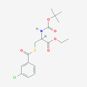molecular formula C17H22ClNO5S B2904115 Ethyl 2-[(tert-butoxycarbonyl)amino]-3-[(3-chlorobenzoyl)sulfanyl]propanoate CAS No. 1396998-68-7