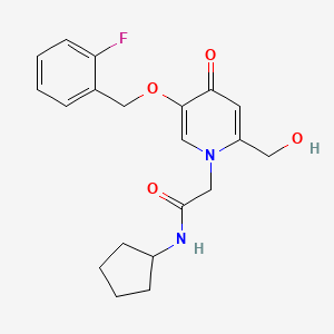 molecular formula C20H23FN2O4 B2904123 N-cyclopentyl-2-(5-((2-fluorobenzyl)oxy)-2-(hydroxymethyl)-4-oxopyridin-1(4H)-yl)acetamide CAS No. 941916-37-6