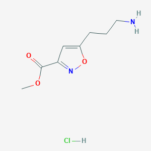 molecular formula C8H13ClN2O3 B2904152 Methyl 5-(3-aminopropyl)-1,2-oxazole-3-carboxylate hydrochloride CAS No. 2413900-77-1