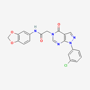 molecular formula C20H14ClN5O4 B2904166 N-(2H-1,3-benzodioxol-5-yl)-2-[1-(3-chlorophenyl)-4-oxo-1H,4H,5H-pyrazolo[3,4-d]pyrimidin-5-yl]acetamide CAS No. 895016-32-7