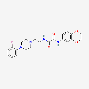 molecular formula C22H25FN4O4 B2904214 N'-(2,3-dihydro-1,4-benzodioxin-6-yl)-N-{2-[4-(2-fluorophenyl)piperazin-1-yl]ethyl}ethanediamide CAS No. 1049398-59-5