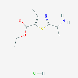 molecular formula C9H15ClN2O2S B2904241 Ethyl 2-(1-aminoethyl)-4-methyl-1,3-thiazole-5-carboxylate hydrochloride CAS No. 2408971-78-6