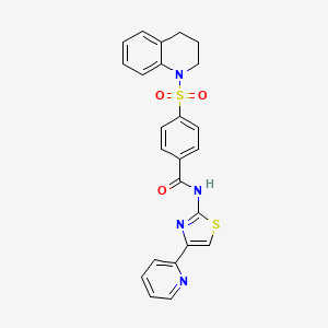 molecular formula C24H20N4O3S2 B2904282 N-[4-(pyridin-2-yl)-1,3-thiazol-2-yl]-4-(1,2,3,4-tetrahydroquinoline-1-sulfonyl)benzamide CAS No. 392326-28-2