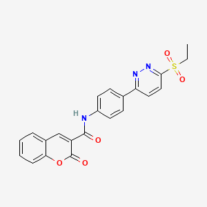 molecular formula C22H17N3O5S B2904329 N-(4-(6-(ethylsulfonyl)pyridazin-3-yl)phenyl)-2-oxo-2H-chromene-3-carboxamide CAS No. 921796-75-0