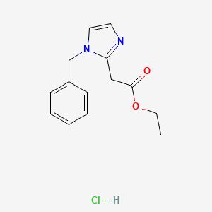 molecular formula C14H17ClN2O2 B2904384 ethyl 2-(1-benzyl-1H-imidazol-2-yl)acetate hydrochloride CAS No. 52855-69-3