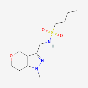 molecular formula C12H21N3O3S B2904396 N-((1-methyl-1,4,6,7-tetrahydropyrano[4,3-c]pyrazol-3-yl)methyl)butane-1-sulfonamide CAS No. 1797175-74-6