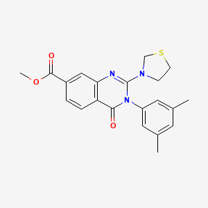 molecular formula C21H21N3O3S B2904419 Methyl 3-(3,5-dimethylphenyl)-4-oxo-2-(1,3-thiazolidin-3-yl)-3,4-dihydroquinazoline-7-carboxylate CAS No. 1112433-42-7