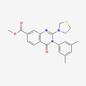 Methyl 3-(3,5-dimethylphenyl)-4-oxo-2-(thiazolidin-3-yl)-3,4-dihydroquinazoline-7-carboxylate