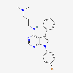 molecular formula C23H24BrN5 B2904430 N'-[7-(4-bromophenyl)-5-phenyl-7H-pyrrolo[2,3-d]pyrimidin-4-yl]-N,N-dimethylpropane-1,3-diamine CAS No. 477231-40-6