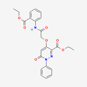 molecular formula C24H23N3O7 B2904467 ethyl 4-({[2-(ethoxycarbonyl)phenyl]carbamoyl}methoxy)-6-oxo-1-phenyl-1,6-dihydropyridazine-3-carboxylate CAS No. 899943-13-6