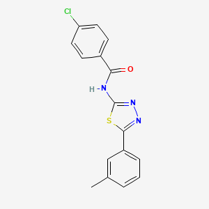 molecular formula C16H12ClN3OS B2904469 4-chloro-N-[5-(3-methylphenyl)-1,3,4-thiadiazol-2-yl]benzamide CAS No. 382159-92-4