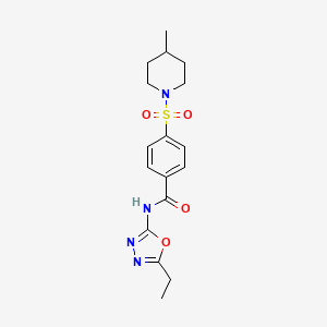 molecular formula C17H22N4O4S B2904480 N-(5-ethyl-1,3,4-oxadiazol-2-yl)-4-[(4-methylpiperidin-1-yl)sulfonyl]benzamide CAS No. 685837-28-9