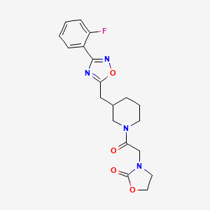 3-(2-(3-((3-(2-Fluorophenyl)-1,2,4-oxadiazol-5-yl)methyl)piperidin-1-yl)-2-oxoethyl)oxazolidin-2-one