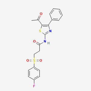 N-(5-acetyl-4-phenylthiazol-2-yl)-3-((4-fluorophenyl)sulfonyl)propanamide