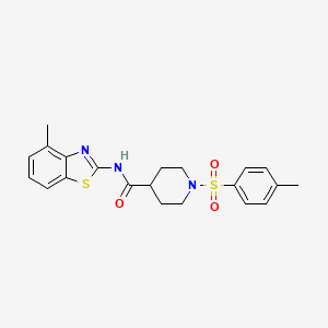 molecular formula C21H23N3O3S2 B2904502 N-(4-methyl-1,3-benzothiazol-2-yl)-1-(4-methylbenzenesulfonyl)piperidine-4-carboxamide CAS No. 941962-32-9