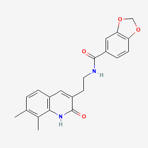 molecular formula C21H20N2O4 B2904526 N-(2-(7,8-dimethyl-2-oxo-1,2-dihydroquinolin-3-yl)ethyl)benzo[d][1,3]dioxole-5-carboxamide CAS No. 851408-07-6