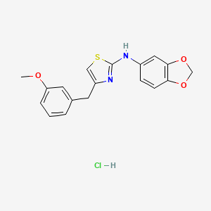 molecular formula C18H17ClN2O3S B2904550 N-(2H-1,3-benzodioxol-5-yl)-4-[(3-methoxyphenyl)methyl]-1,3-thiazol-2-amine hydrochloride CAS No. 2034316-36-2