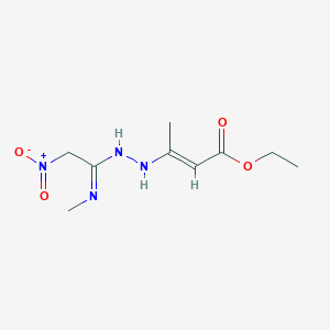 molecular formula C9H16N4O4 B2904567 ethyl (2E)-3-{[(E)-N'-methyl-2-nitroethanimidamido]amino}but-2-enoate CAS No. 320424-63-3