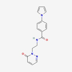 molecular formula C17H16N4O2 B2904582 N-(2-(6-oxopyridazin-1(6H)-yl)ethyl)-4-(1H-pyrrol-1-yl)benzamide CAS No. 1206987-98-5