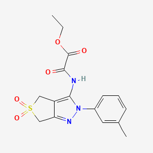 molecular formula C16H17N3O5S B2904633 ethyl 2-((5,5-dioxido-2-(m-tolyl)-4,6-dihydro-2H-thieno[3,4-c]pyrazol-3-yl)amino)-2-oxoacetate CAS No. 1170268-41-3