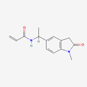 molecular formula C14H16N2O2 B2904638 N-[1-(1-Methyl-2-oxo-3H-indol-5-yl)ethyl]prop-2-enamide CAS No. 2411292-97-0