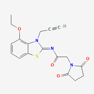 2-(2,5-dioxopyrrolidin-1-yl)-N-(4-ethoxy-3-prop-2-ynyl-1,3-benzothiazol-2-ylidene)acetamide