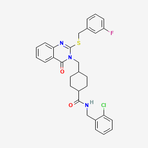 N-(2-chlorobenzyl)-4-((2-((3-fluorobenzyl)thio)-4-oxoquinazolin-3(4H)-yl)methyl)cyclohexanecarboxamide