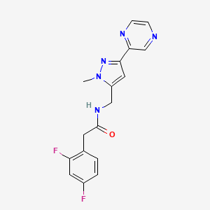 2-(2,4-difluorophenyl)-N-((1-methyl-3-(pyrazin-2-yl)-1H-pyrazol-5-yl)methyl)acetamide