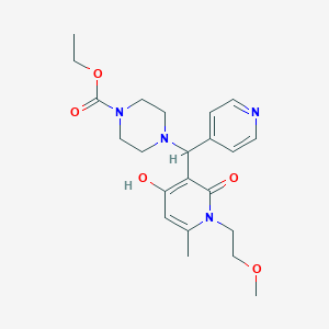 molecular formula C22H30N4O5 B2904751 Ethyl 4-((4-hydroxy-1-(2-methoxyethyl)-6-methyl-2-oxo-1,2-dihydropyridin-3-yl)(pyridin-4-yl)methyl)piperazine-1-carboxylate CAS No. 897611-43-7