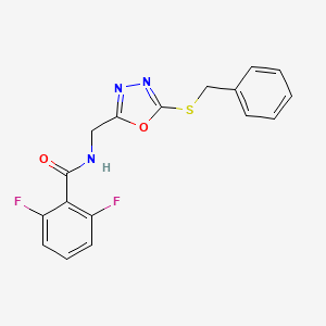molecular formula C17H13F2N3O2S B2904788 N-{[5-(benzylsulfanyl)-1,3,4-oxadiazol-2-yl]methyl}-2,6-difluorobenzamide CAS No. 941985-54-2