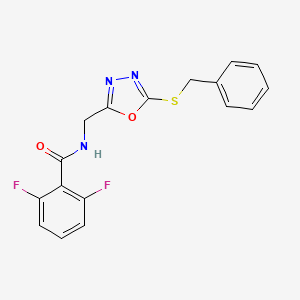 molecular formula C17H13F2N3O2S B2904788 N-[(5-benzylsulfanyl-1,3,4-oxadiazol-2-yl)methyl]-2,6-difluorobenzamide CAS No. 941985-54-2