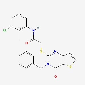 molecular formula C22H18ClN3O2S2 B2904795 2-({3-benzyl-4-oxo-3H,4H-thieno[3,2-d]pyrimidin-2-yl}sulfanyl)-N-(3-chloro-2-methylphenyl)acetamide CAS No. 1252919-97-3