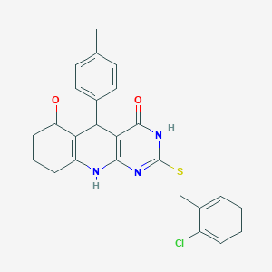 2-[(2-chlorobenzyl)sulfanyl]-5-(4-methylphenyl)-5,8,9,10-tetrahydropyrimido[4,5-b]quinoline-4,6(3H,7H)-dione