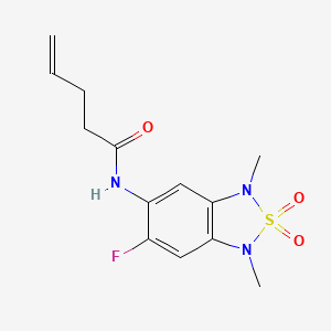 molecular formula C13H16FN3O3S B2904798 N-(6-fluoro-1,3-dimethyl-2,2-dioxido-1,3-dihydrobenzo[c][1,2,5]thiadiazol-5-yl)pent-4-enamide CAS No. 2034242-14-1