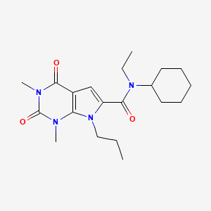 molecular formula C20H30N4O3 B2904838 N-cyclohexyl-N-ethyl-1,3-dimethyl-2,4-dioxo-7-propyl-1H,2H,3H,4H,7H-pyrrolo[2,3-d]pyrimidine-6-carboxamide CAS No. 1040656-18-5