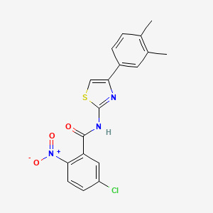 molecular formula C18H14ClN3O3S B2904909 5-chloro-N-[4-(3,4-dimethylphenyl)-1,3-thiazol-2-yl]-2-nitrobenzamide CAS No. 476282-67-4