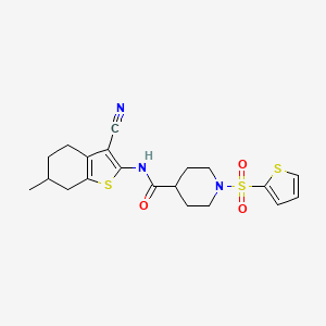 molecular formula C20H23N3O3S3 B2904914 N-(3-cyano-6-methyl-4,5,6,7-tetrahydro-1-benzothiophen-2-yl)-1-(thiophene-2-sulfonyl)piperidine-4-carboxamide CAS No. 899732-05-9