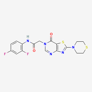 molecular formula C17H15F2N5O2S2 B2904998 N-(2,4-difluorophenyl)-2-[7-oxo-2-(thiomorpholin-4-yl)-6H,7H-[1,3]thiazolo[4,5-d]pyrimidin-6-yl]acetamide CAS No. 1223779-71-2