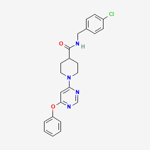 molecular formula C23H23ClN4O2 B2905001 N-(4-chlorobenzyl)-1-(6-phenoxypyrimidin-4-yl)piperidine-4-carboxamide CAS No. 1251601-37-2
