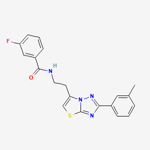 molecular formula C20H17FN4OS B2905029 3-fluoro-N-(2-(2-(m-tolyl)thiazolo[3,2-b][1,2,4]triazol-6-yl)ethyl)benzamide CAS No. 894049-93-5