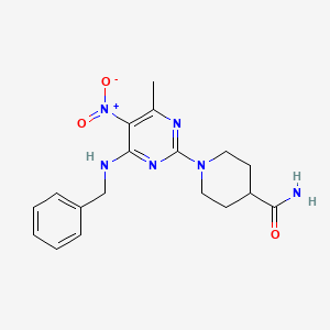 molecular formula C18H22N6O3 B2905052 1-[4-(Benzylamino)-6-methyl-5-nitropyrimidin-2-yl]piperidine-4-carboxamide CAS No. 1203409-72-6